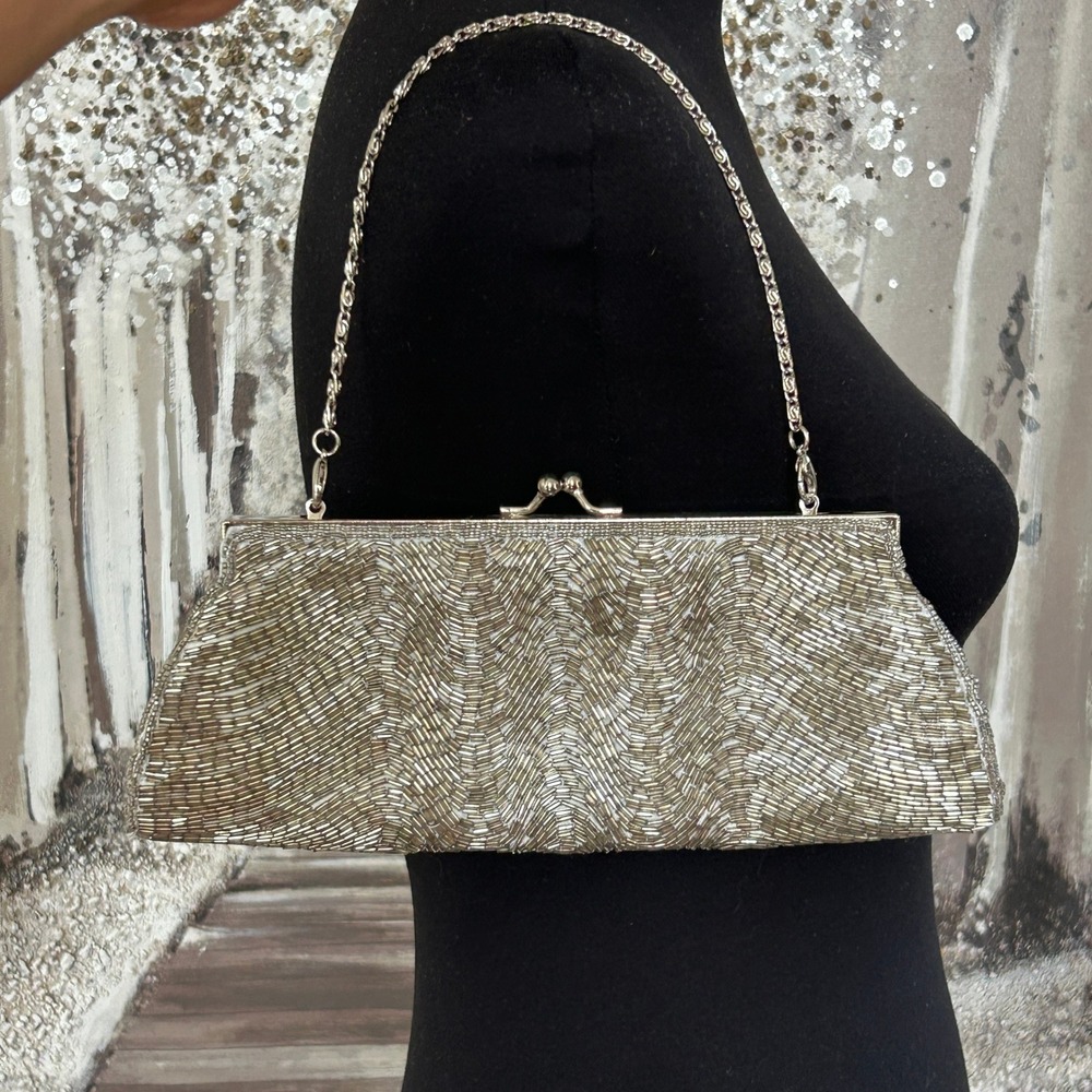 Carlo Fellini Women's Art-Deco Beaded Shoulder Clutch - Small